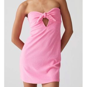 Urban Outfitters Pink Strapless TerryCloth Tube Dress
